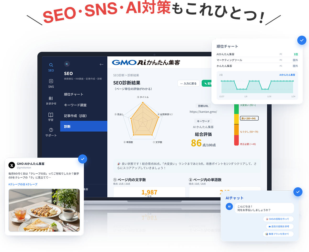 SEO・SNS・AI対策もこれひとつ!